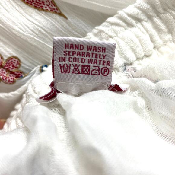 Royal Paisley Gypsy Embroidered Floral Maxi Skirt L White Boho Hippie Rhinestone - Picture 10 of 10